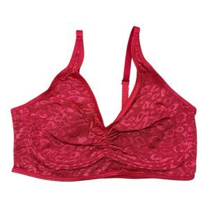 Ruby Ribbon Allure Sheer Demiette Bra Cherry Red Nwt Size 34
